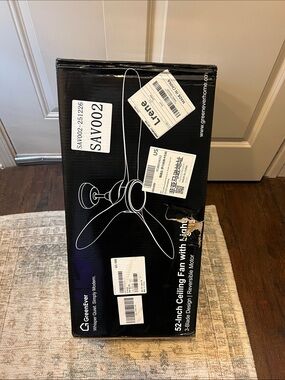 GreenEver by GRANDJOY 52” Modern Ceiling Fan Matte Black LED Remote New